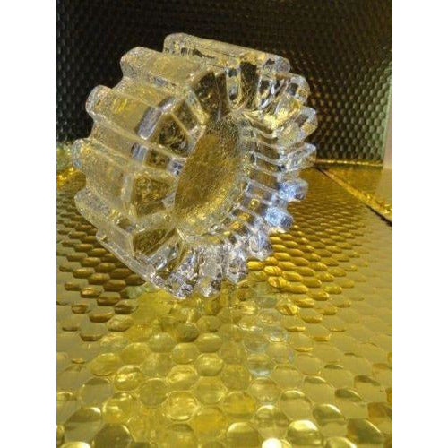 clear glass sprocket  ashtray