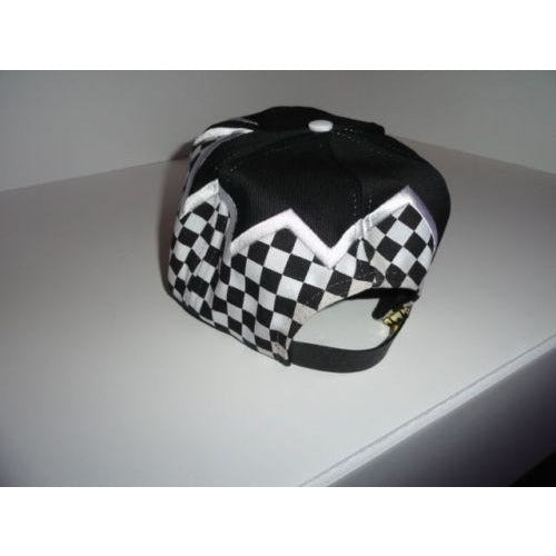 Marine Machine embroidered black baseball cap with checkered Flag