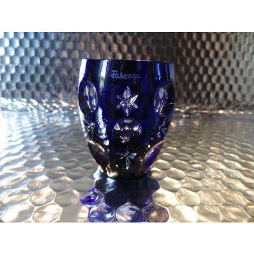 Faberge Na Zdorvye Galaxy Cobalt Blue Vodka Shot Glass etched by Faberge