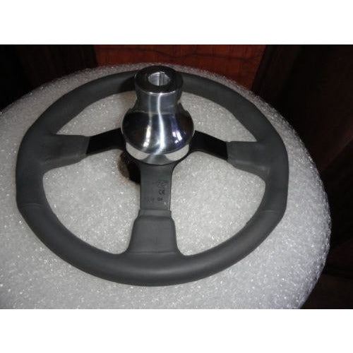 Gussi Boat Steering Wheel M521 Grey Urethane Black Spoke & Polished Alum Hub