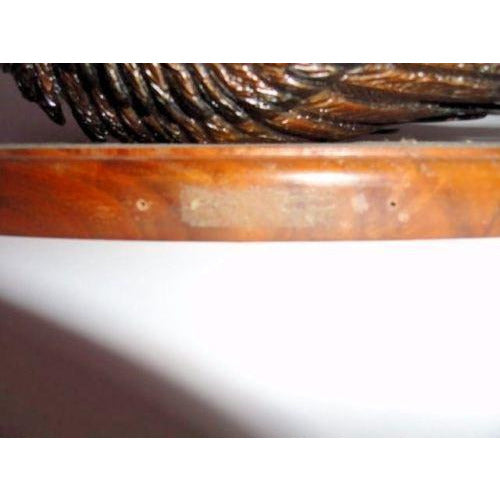 American Eagle Bronze Sculpture on Wooden Base