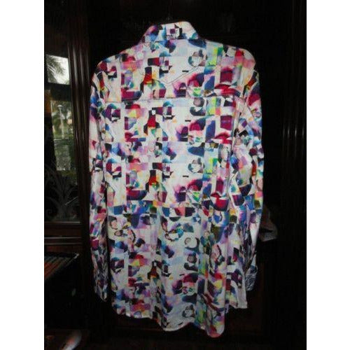 Robert Graham Multicolor Abstract Cubist Print Shirt — Medium