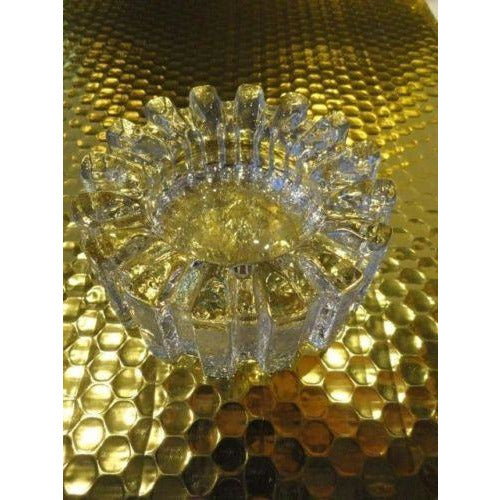 clear glass sprocket  ashtray