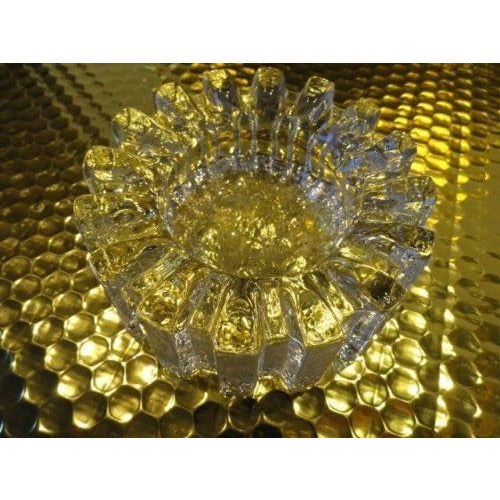 clear glass sprocket  ashtray