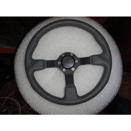 Gussi Boat Steering Wheel M521 Grey Urethane Black Spoke & Polished Alum Hub
