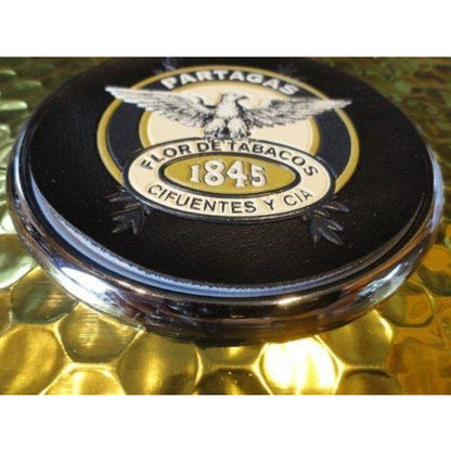 Partagas 1845  Logo Coaster Chome edging with leather bottom