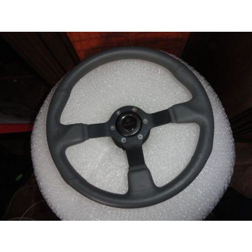 New Gussi Boat Steering Wheel M521 Grey Urethane Black Spoke & Black Hub Adaptor