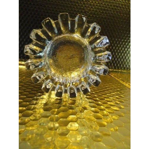 clear glass sprocket  ashtray