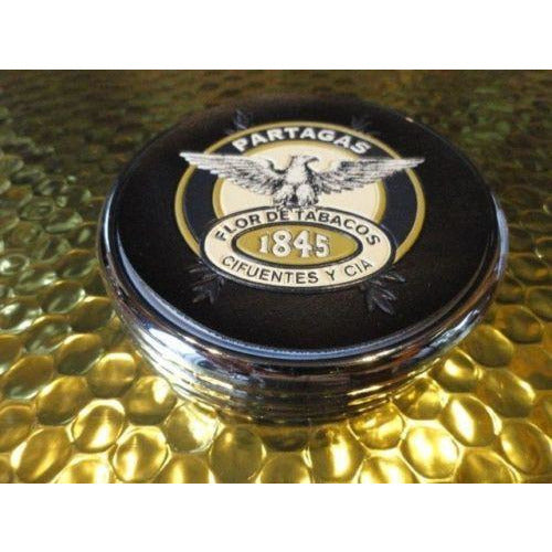 Partagas 1845  Logo Coaster Chome edging with leather bottom