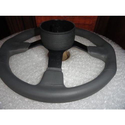 New Gussi Boat Steering Wheel M521 Grey Urethane Black Spoke & Black Hub Adaptor
