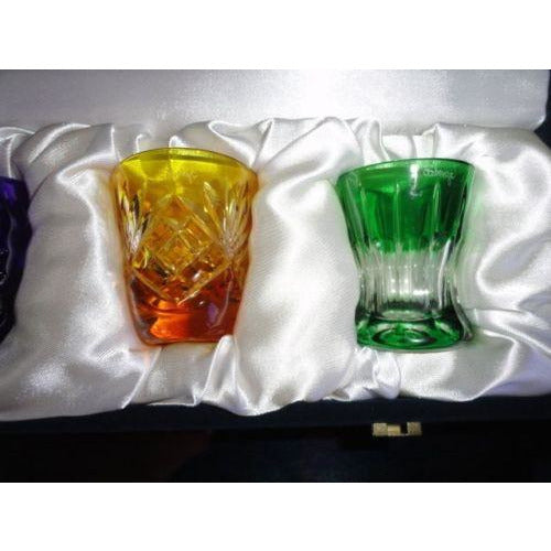 FABERGE - VODKA SHOT GLASSES (4) Cut to Clear Crystal NA ZDOROVYA | New with BOX!