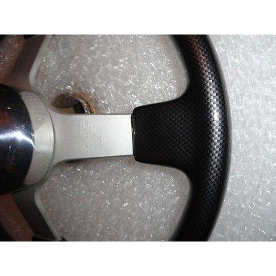 Gussi Boat Steering Wheel Black Carbon Look with Brushed Spoke & Polished Adapt