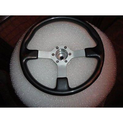 Gussi Boat Steering Wheel Black Carbon Look with Brushed Spoke & Polished Adapt