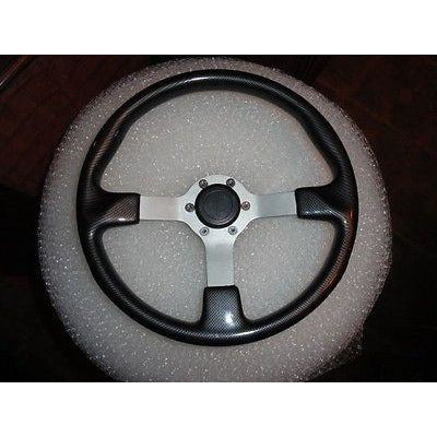 Gussi Boat Steering Wheel Black Carbon Look with Brushed Spoke & Polished Adapt
