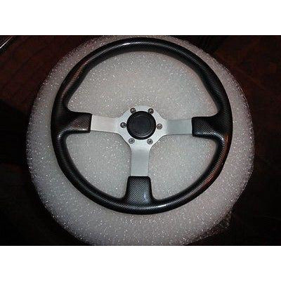 Gussi Boat Steering Wheel Black Carbon Look with Brushed Spoke & Polished Adapt