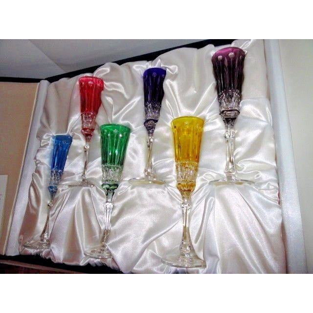 Faberge Xenia Crystal Colored  Flutes 9" H