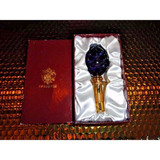 Faberge Blue Crystal Pine Cone Bottle Stopper