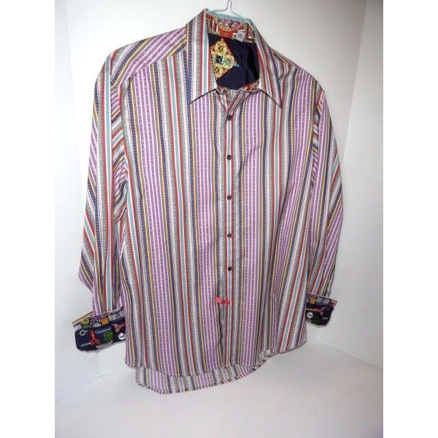 Robert Graham Fine Multicolor Stripe Shirt — Medium