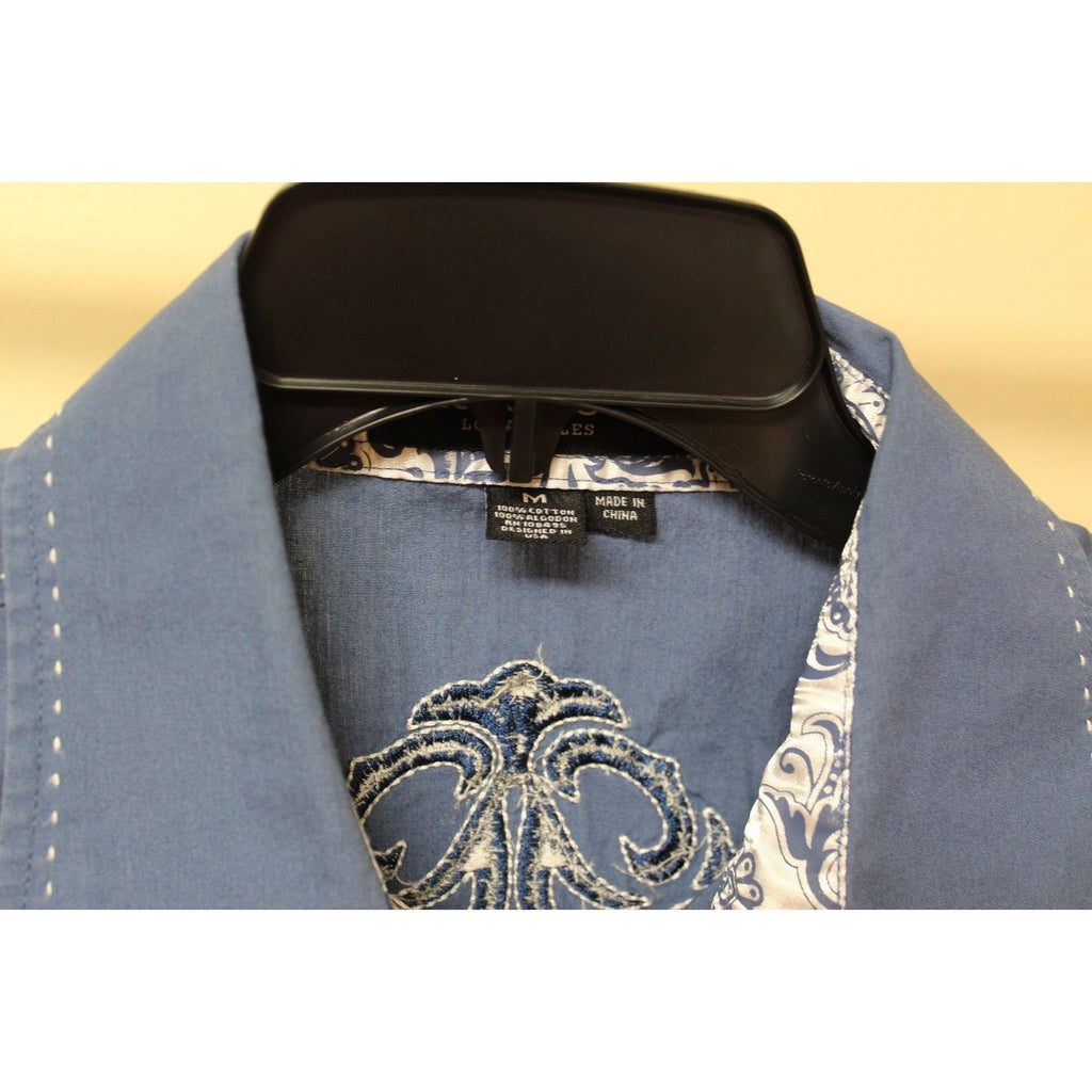 Men's Victorious Los Angeles Blue Short Sleeve Button Up Shirt Size Medium