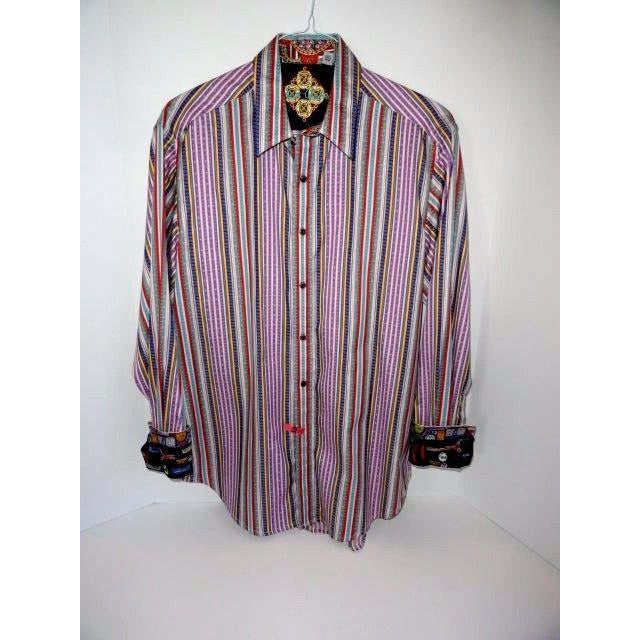 Robert Graham Fine Multicolor Stripe Shirt — Medium