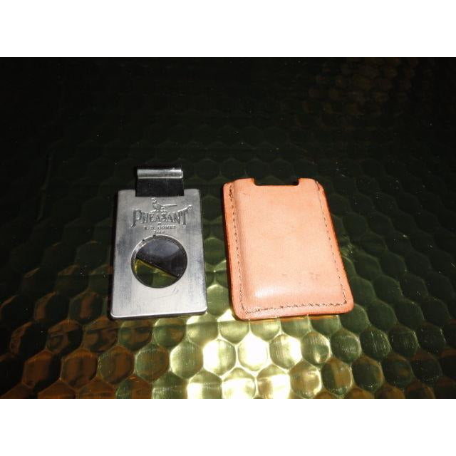Pheasant by R.D.Gomez Stainless Steel Cigar Cutter in Beige  Leather Case NIB