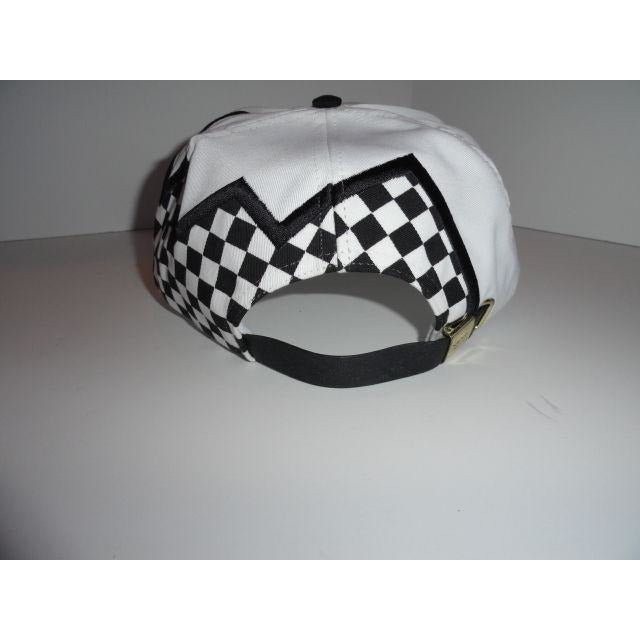 Marine Machine embriodered white baseball cap with Checkered Flag
