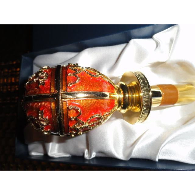 Faberge  Red & Gold  Enamel  Bottle Stopper