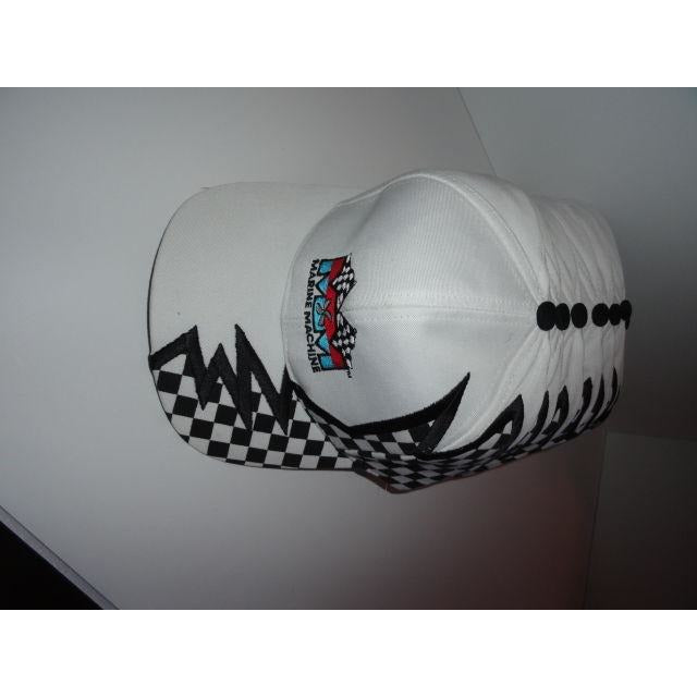 Marine Machine embriodered white baseball cap with Checkered Flag