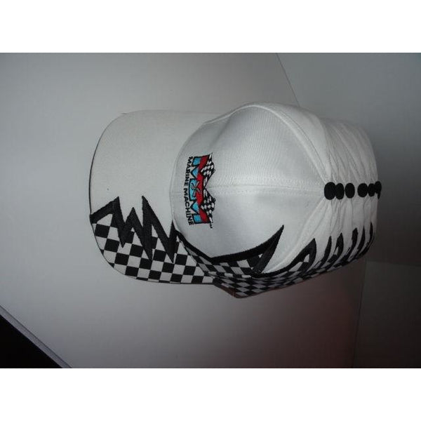 Marine Machine embriodered white baseball cap with Checkered Flag