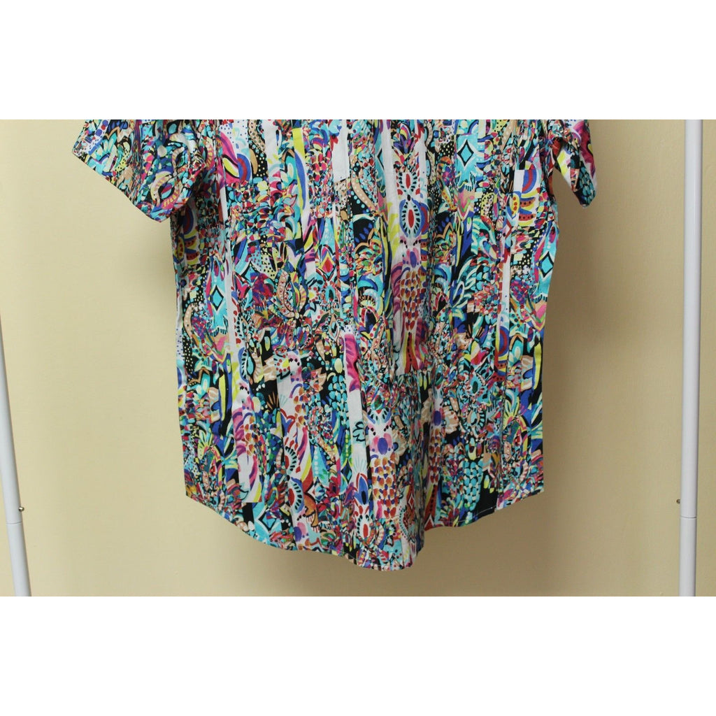 Robert Graham Psychedelic Collage Print Short Sleeve Shirt — Medium