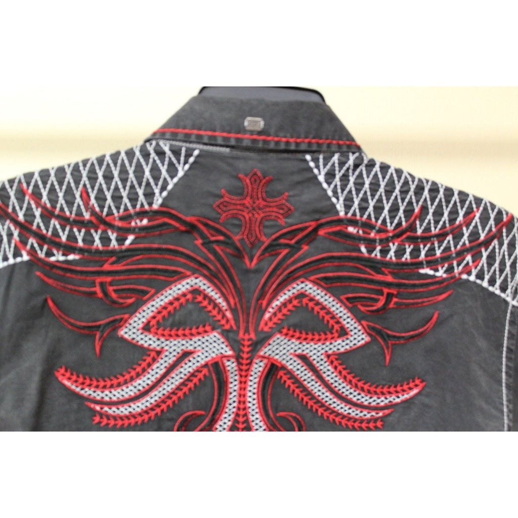 Men's Roar Signature Black Short Sleeve Button Up Shirt Size Medium