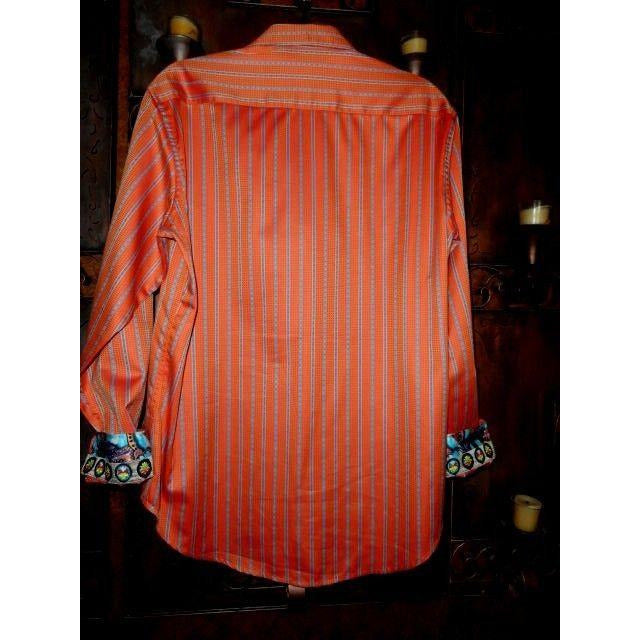 Robert Graham Classic Sport Bold Orange Red Stripe Shirt — Medium