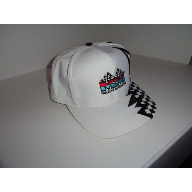 Marine Machine embriodered white baseball cap with Checkered Flag