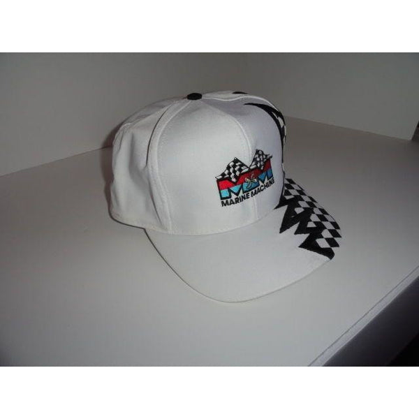 Marine Machine embriodered white baseball cap with Checkered Flag