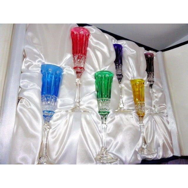 Faberge Xenia Crystal Colored  Flutes 9" H