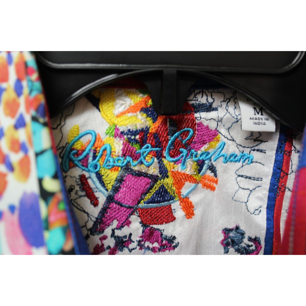 Robert Graham Psychedelic Collage Print Short Sleeve Shirt — Medium