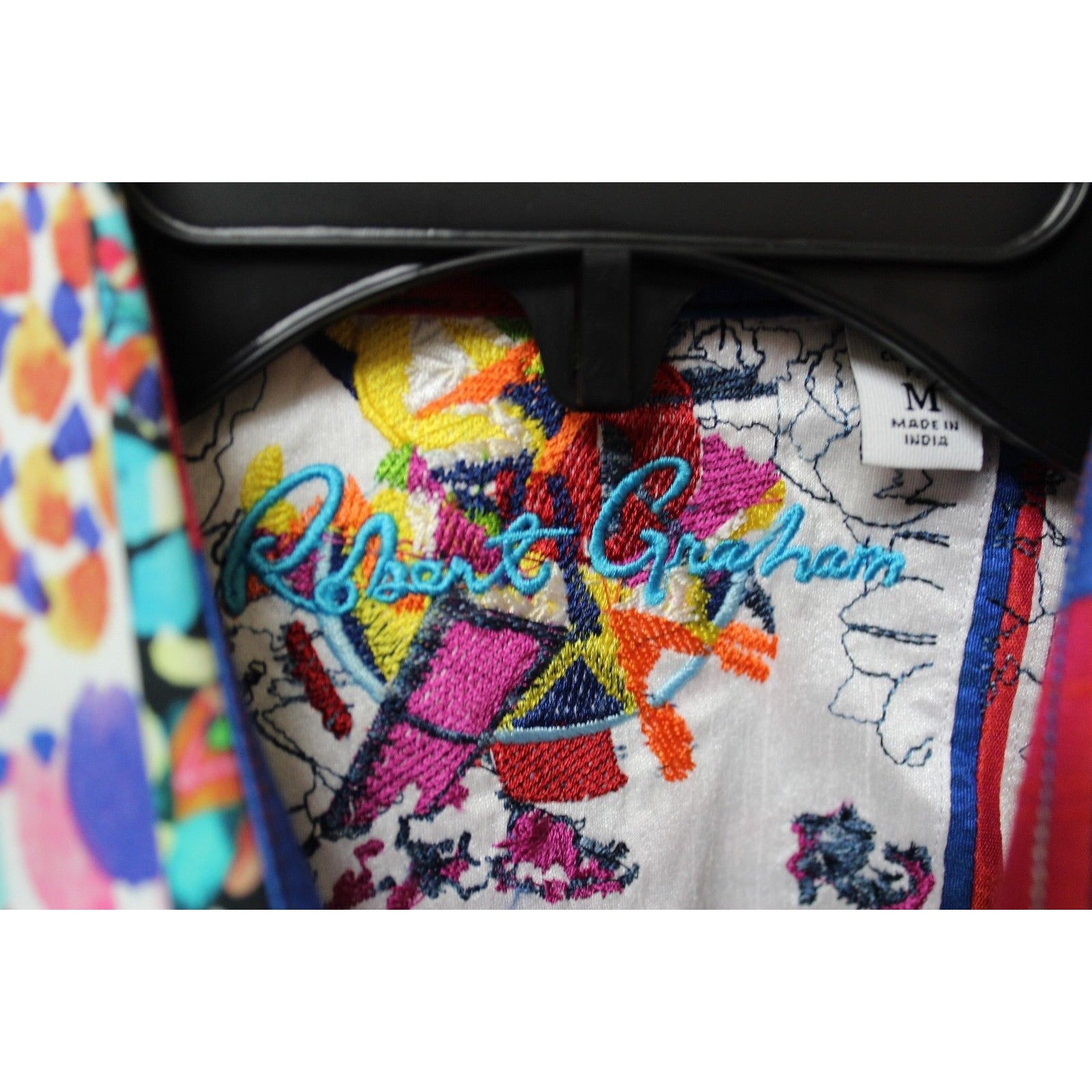 Robert Graham Psychedelic Collage Print Short Sleeve Shirt — Medium