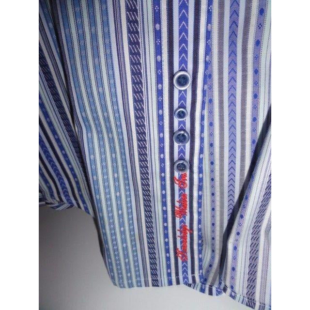 Robert Graham Blue Navy Ornate Stripe Shirt — Medium