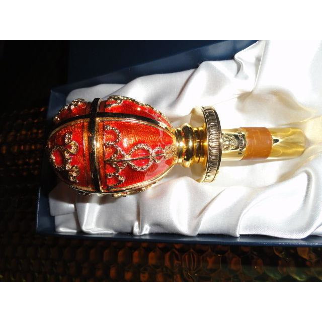 Faberge  Red & Gold  Enamel  Bottle Stopper