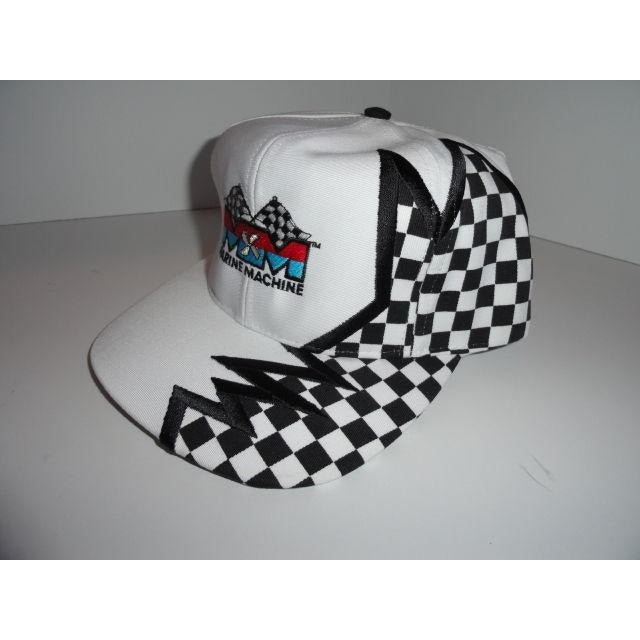 Marine Machine embriodered white baseball cap with Checkered Flag