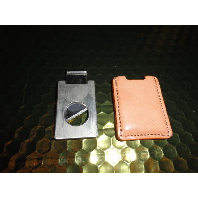 Pheasant by R.D.Gomez Stainless Steel Cigar Cutter in Beige  Leather Case NIB
