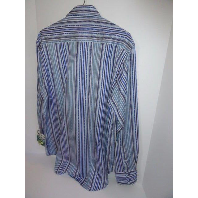 Robert Graham Blue Navy Ornate Stripe Shirt — Medium