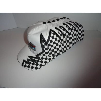 Marine Machine embriodered white baseball cap with Checkered Flag