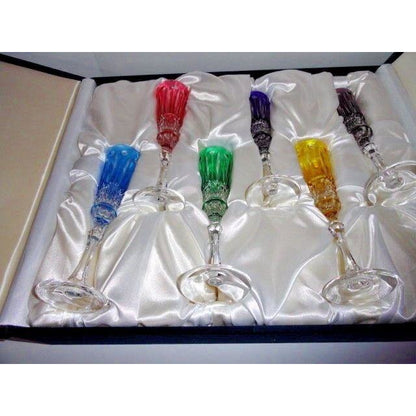 Faberge Xenia Crystal Colored  Flutes 9" H