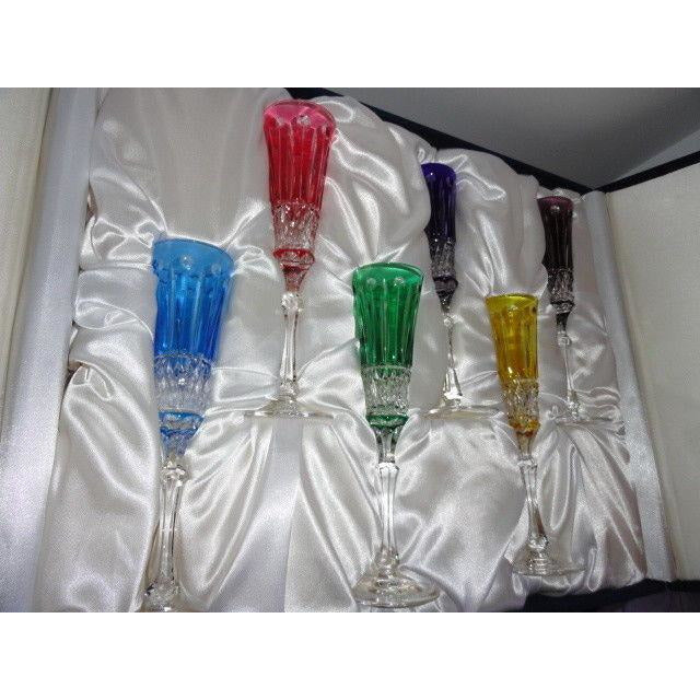 Faberge Xenia Crystal Colored  Flutes 9" H