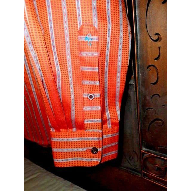 Robert Graham Classic Sport Bold Orange Red Stripe Shirt — Medium