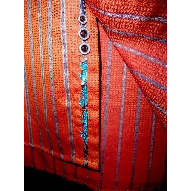 Robert Graham Classic Sport Bold Orange Red Stripe Shirt — Medium