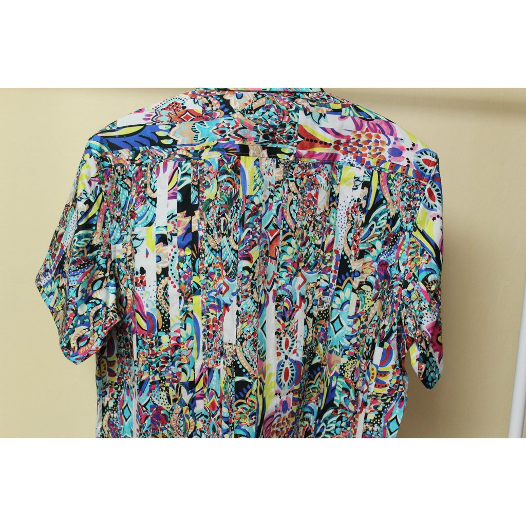 Robert Graham Psychedelic Collage Print Short Sleeve Shirt — Medium