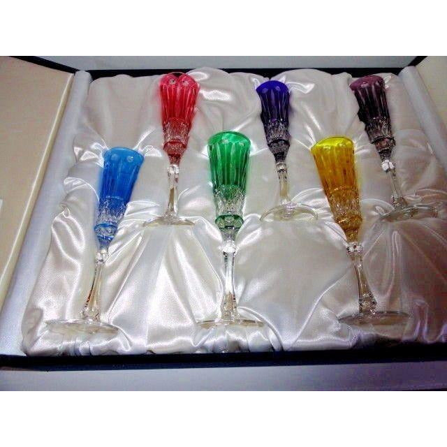 Faberge Xenia Crystal Colored  Flutes 9" H