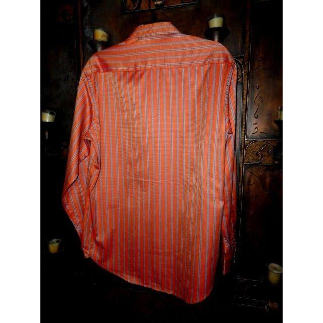 Robert Graham Classic Sport Bold Orange Red Stripe Shirt — Medium